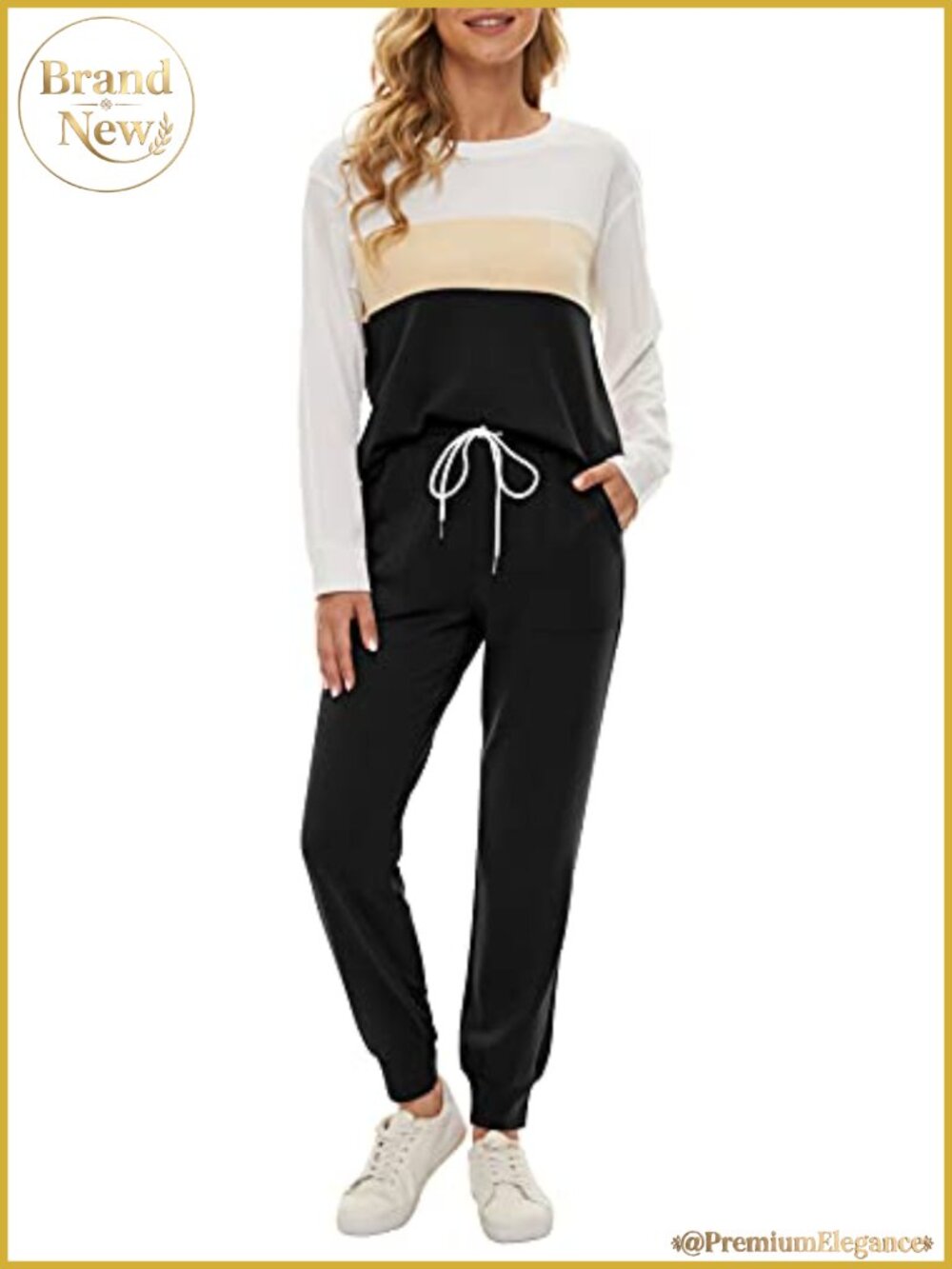 Women's 2 Piece Lounge Set Long Sleeve Top Sweatpants Jogger Set